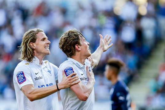 Norrköpings Andreas Hadenius och Alexander Fransson jublar