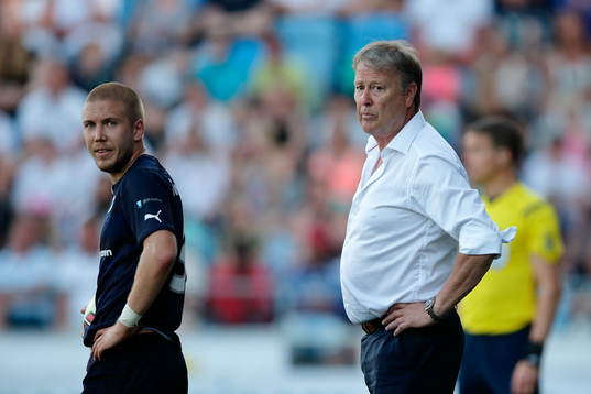 Malmös tränare Åge Hareide och Anton Tinnerholm