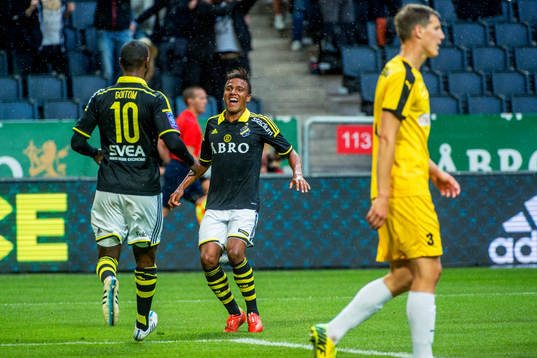s Henok Goitom och Niclas Eliasson firar