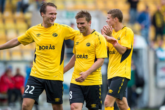 Elfsborgs Viktor Prodell och Anders Svensson glada