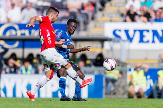 Kalmars Filip Sachpekidis och Halmstads King Osei Gyan