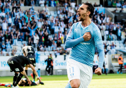 Malmö FFs Agon Mehmeti och Guillermo Molins jublar
