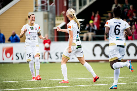 FC Rosengårds Therese Sjögran och Anita Asante jublar
