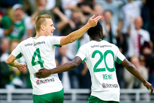 Hammarbys Erik Israelsson firar 2-0