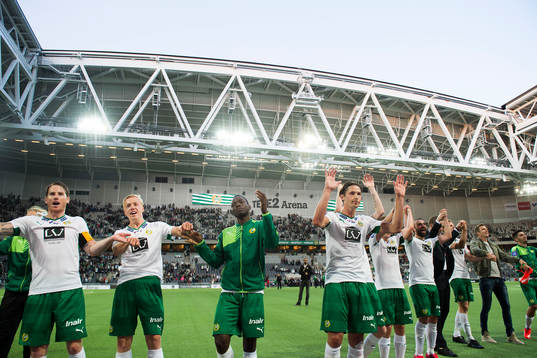Hammarbys Johan Persson, Isac Lidberg, Amadaiya Rennie,