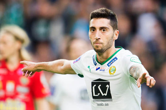 Hammarbys Nahir Besara gör 3-0 och jublar