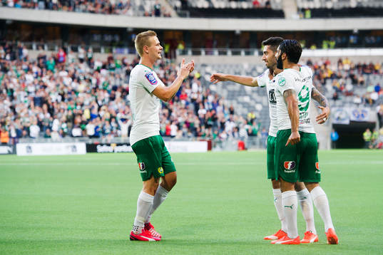 Hammarbys Nahir Besara gör 3-0 och jublar
