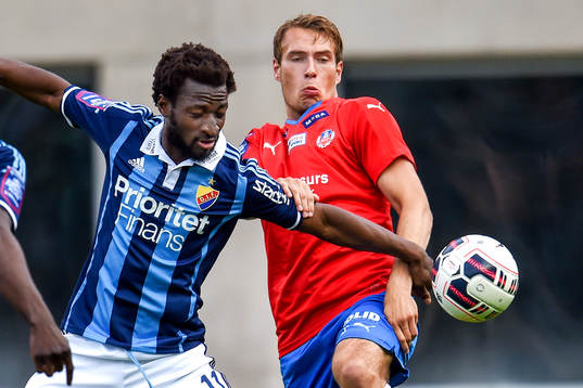 Djurgårdens Amadou Jawo och Helsingborgs Fredrik Helstrup