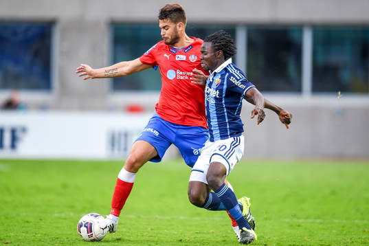 Helsingborgs Astrit Ajdarevic och Djurgårdens Sam Johnson