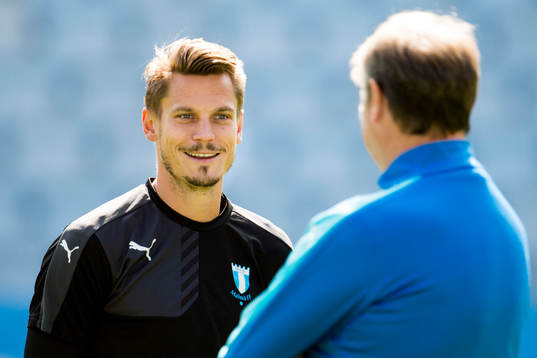 Markus Rosenberg och tränare Åge Hareide