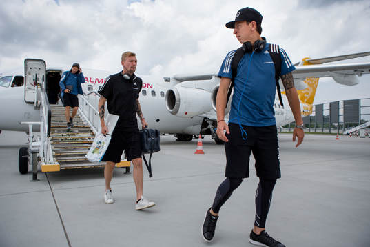 Fr.v. IFK Göteborgs Lasse Vibe, Sebastian Eriksson och
