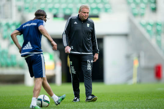 IFK Göteborgs Lasse Vibe och tränare Jörgen Lennartsson