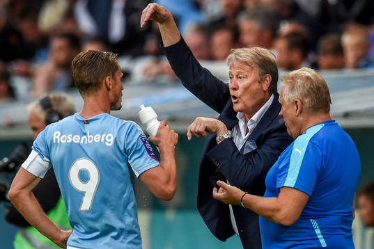 Malmö FFs tränare Åge Hareide och Markus Rosenberg i