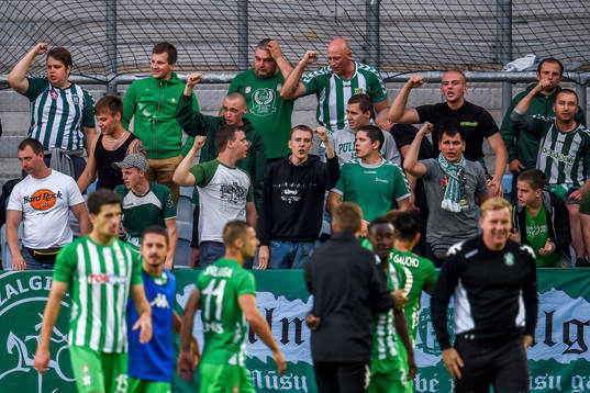 Zalgiris supportrar tackar spelarna