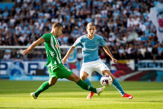 Zalgiris Mantas Kuklys och Malmö FFs Pawel Cibicki