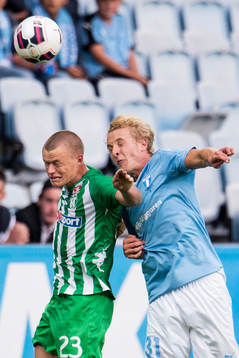 Zalgiris Darvydas Sernas och Malmö FFs Franz Brorsson