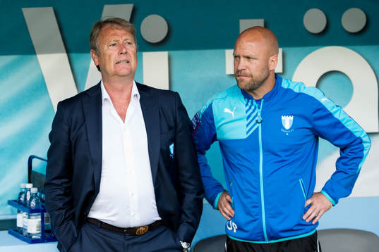 Malmö FFs tränare Åge Hareide och assisterande tränare