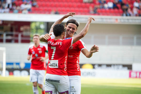 Kalmars Ismael Silva Lima och Marcus Antonsson jublar