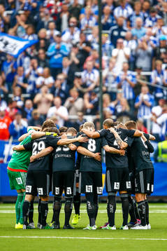 IFK Göteborgs spelare före fotbollsmatchen i Allsvenskan