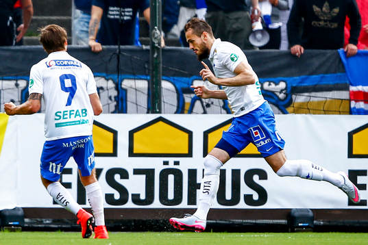 Norrköpings Emir Kujovic firar kvitteringsmålet 1-1