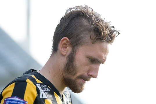 Häckens Simon Sandberg innan fotbollsmatchen i Allsvenskan