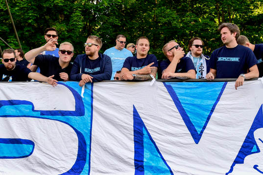 Malmö FFs supportrar före fotbollsmatchen mellan Zalgiris