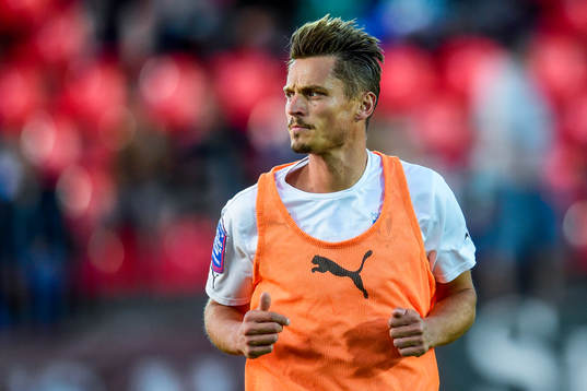 Malmö FFs Markus Rosenberg före fotbollsmatchen mellan