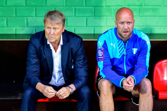 Malmö FFs tränare Åge Hareide och assisterande tränare