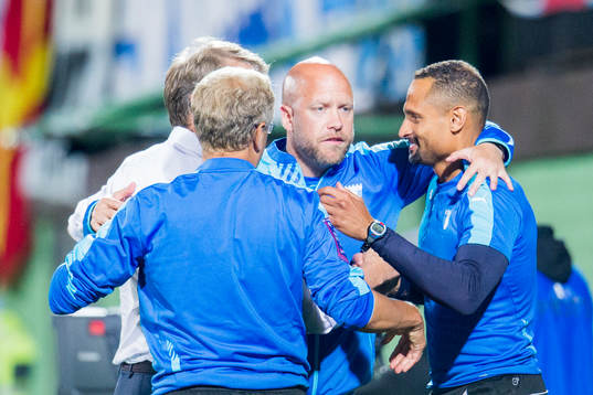 Malmö FFs tränarteam med assisterande tränare Olof