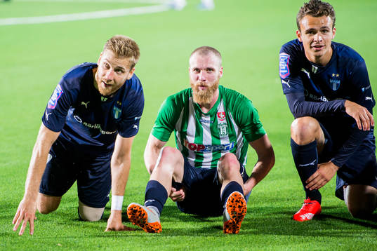 Malmö FFs Kari Arnason, Jo Inge Berget och Andreas