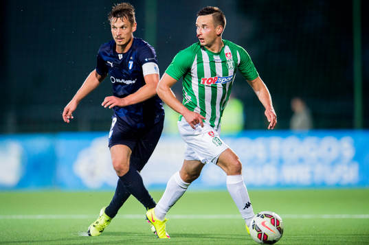 Malmö FFs Markus Rosenberg och Zalgiris Vytautas Luksa