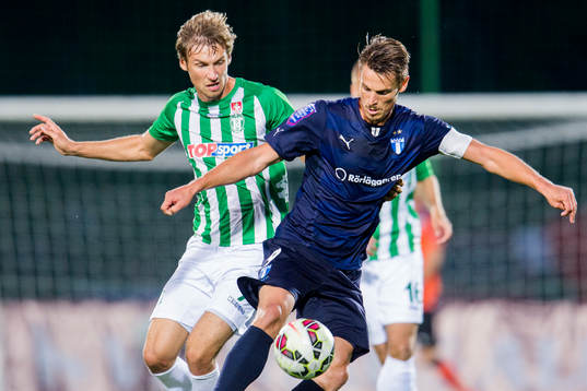 Zalgiris Yuri Kendysh och Malmö FFs Markus Rosenberg