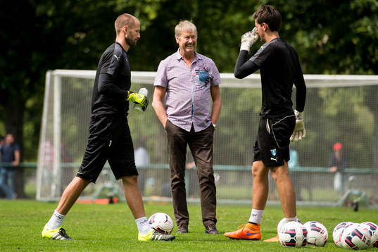 Malmö FFs målvakt Marko Johansson, tränare Åge Hareide