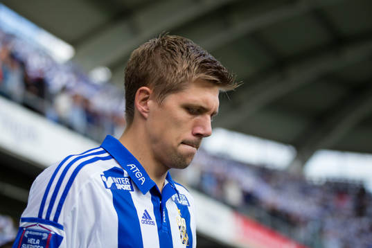 IFK Göteborgs Mikael Boman innan fotbollsmatchen i kvalet
