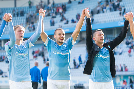 Malmö FFs Pawel Cibicki, Vladimir Rodic och Nikola Djurjic