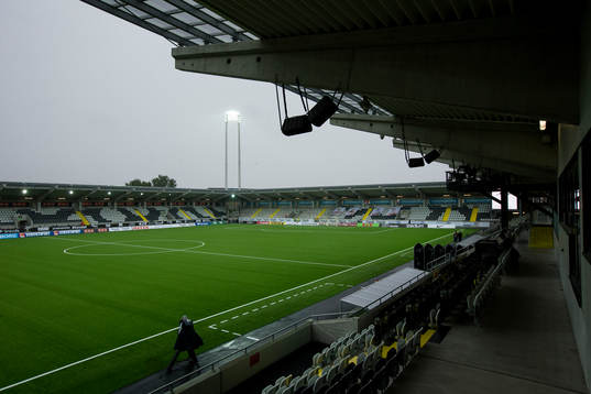 Vy över Bravida Arena från pressutgången innan