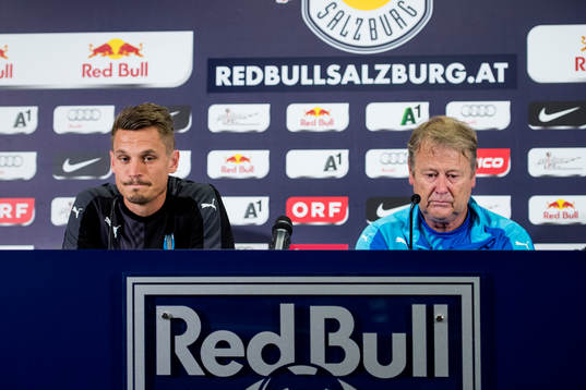 Malmö FFs Markus Rosenberg och tränare Åge Hareide ser