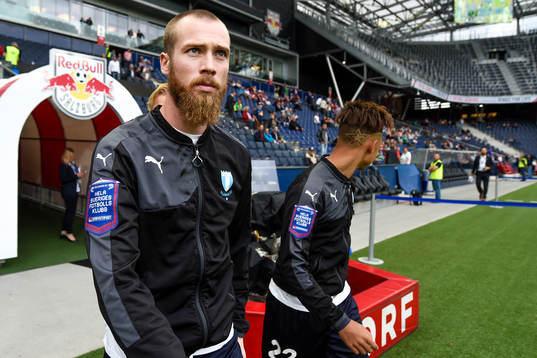 Malmö FFs Jo Inge Berget och Tobias Sana före