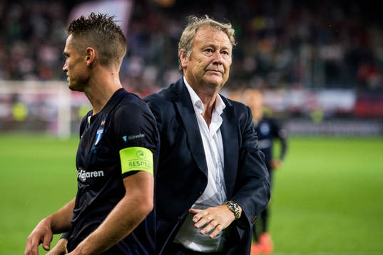 Malmö FFs Markus Rosenberg och tränare Åge Hareide deppar