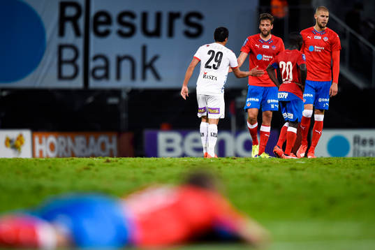 Helsingborgs Mikael Dahlberg, Emmanuel Boateng och Robin
