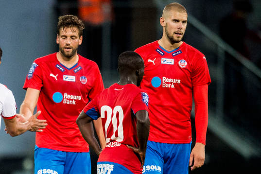 Helsingborgs Mikael Dahlberg, Emmanuel Boateng och Robin