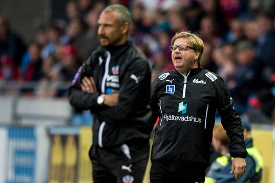 Kalmars tränare Peter Swärdh och Helsingborgs manager