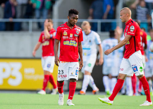 Falkenbergs Enock Kwakwa ser deppig ut
