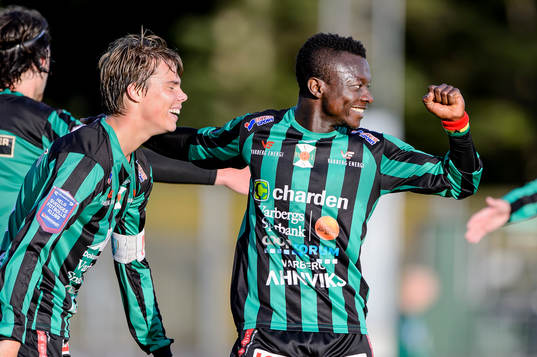 Varbergs Thomas Boakye jublar