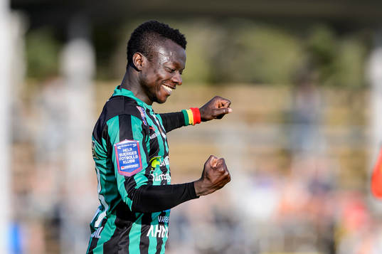 Varbergs Thomas Boakye jublar