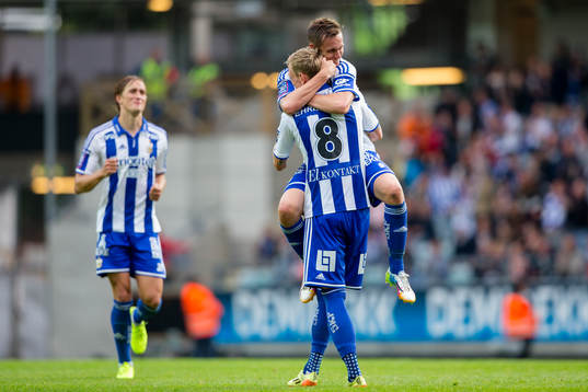 IFK Göteborgs Jakob Ankersen jublar ihop med Sören Rieks