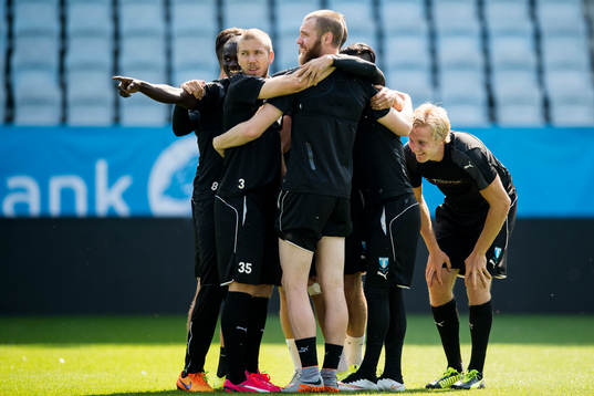 Malmö FFs Enock Kofi Adu, Anton Tinnerholm, Jo Inge Berget
