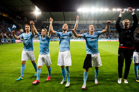 Malmö FFs Kari Arnason, Oscar Lewicki, Rasmus Bengtsson