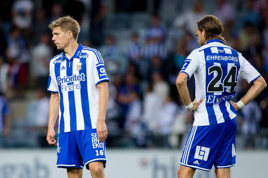 IFK Göteborgs Mikael Boman och Tom Pettersson deppar