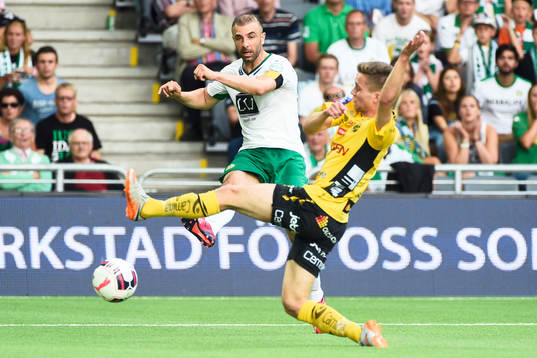 Hammarbys Kennedy Bakircioglu och Elfsborgs Adam Lundqvist